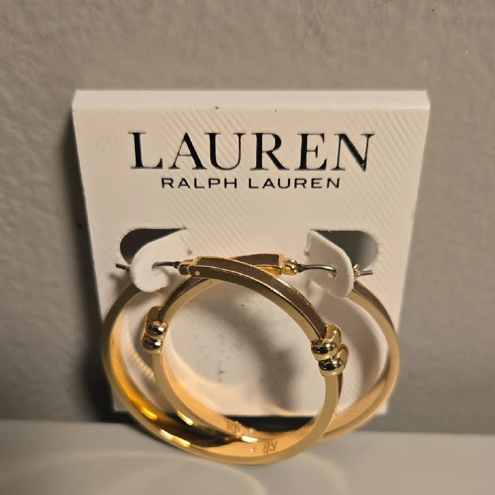Lauren Ralph Lauren Gold-Tone Hoop Earrings - Picture 1 of 3